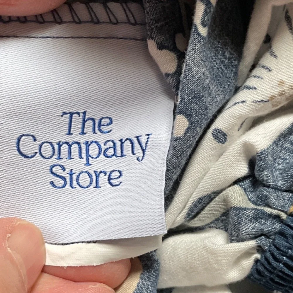 The Company Store Adley Twin Fitted Sheet Botanical Floral Navy Cotton Fabric